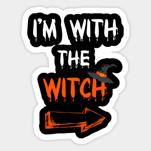 Halloween Shirts For Men I'm With The Witch Funny Halloween T-Shirt Sticker